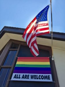 welcome flag rainbow